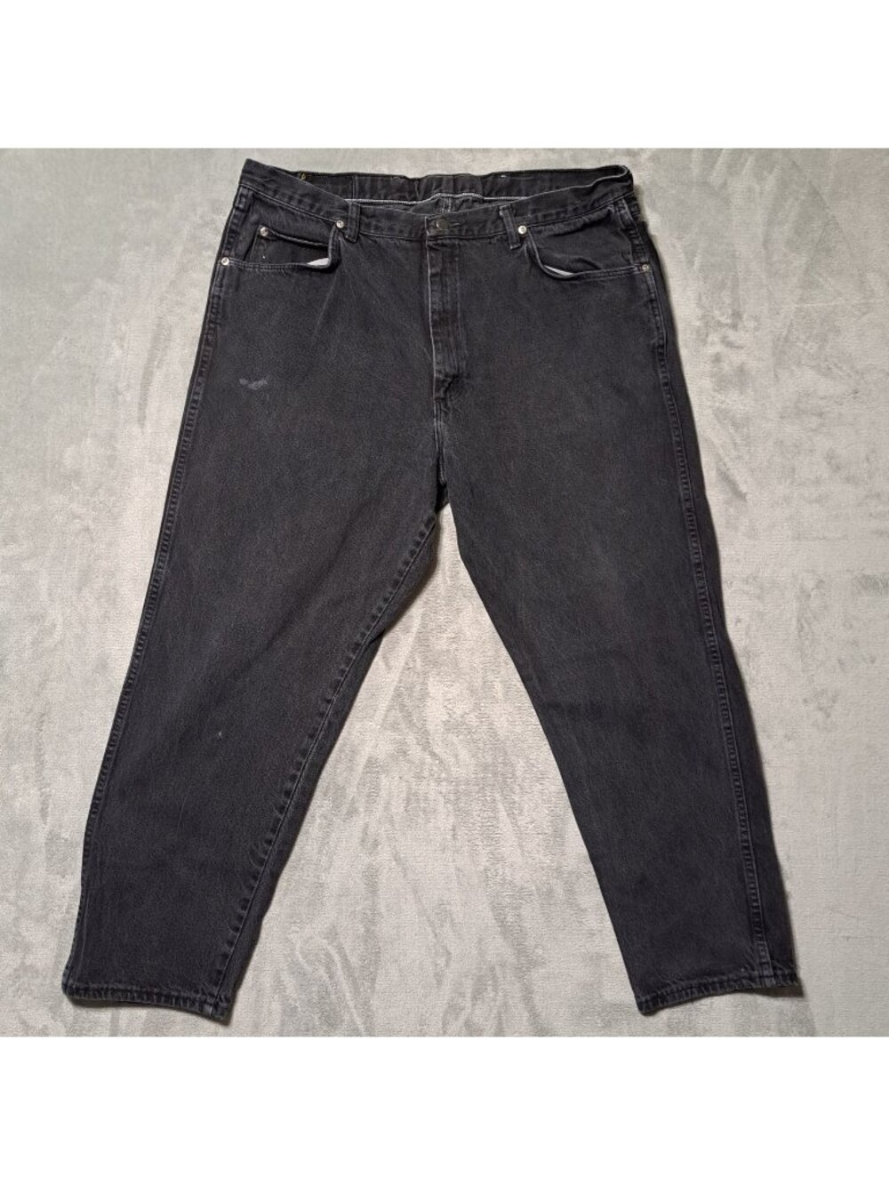 Wranglers 40x30 Jeans Black Zip Fly Vintage Dark Wash Denim Casual USA